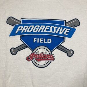 Vintage Cleveland Indians T-Shirt Adult XL White Progressive‎ Field MLB Baseball